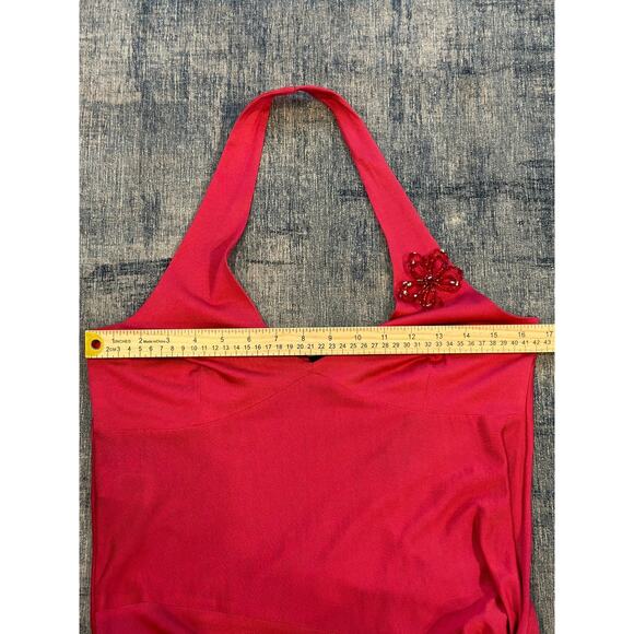 Vintage 70s Disco Dress MNG Womens XL Pink Halterneck Slip Cocktail Barbie Party - Picture 11 of 13